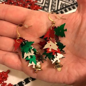 Christmas Tree Jingle Bell Earrings Lightweight